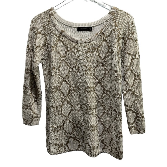 The Limited Gold Foil Snakeskin Print Knit Crew Sweater Long Sleeve Size Medium - Picture 8 of 8
